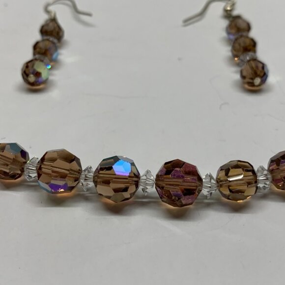 Glass Stone Necklace And Earrings Set - Picture 1 of 5